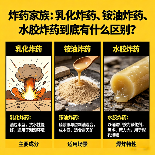 明光炸药家族：乳化炸药、铵油炸药、水胶炸药到底有什么区别？